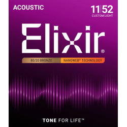 Elixir Nanoweb Acoustic Bronze 11027 Custom Light 11-52